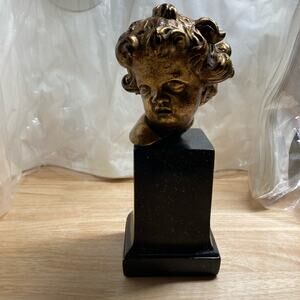 BORGHESE Gilt Plaster Cupid Bust Single Bookend. Pre-Owned